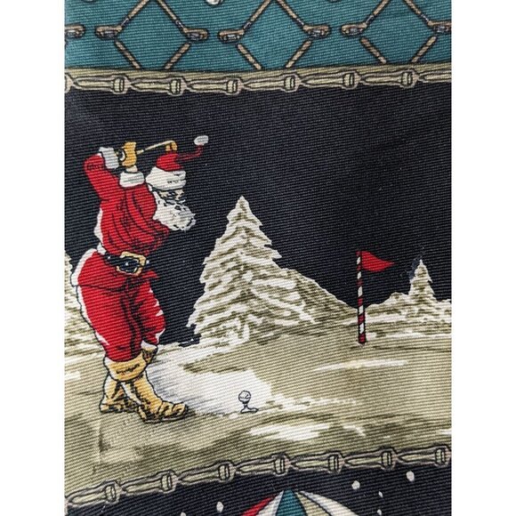 Basics By Croft & Barrow Christmas Santa Claus Golfing Novelty Silk Necktie - Picture 2 of 7